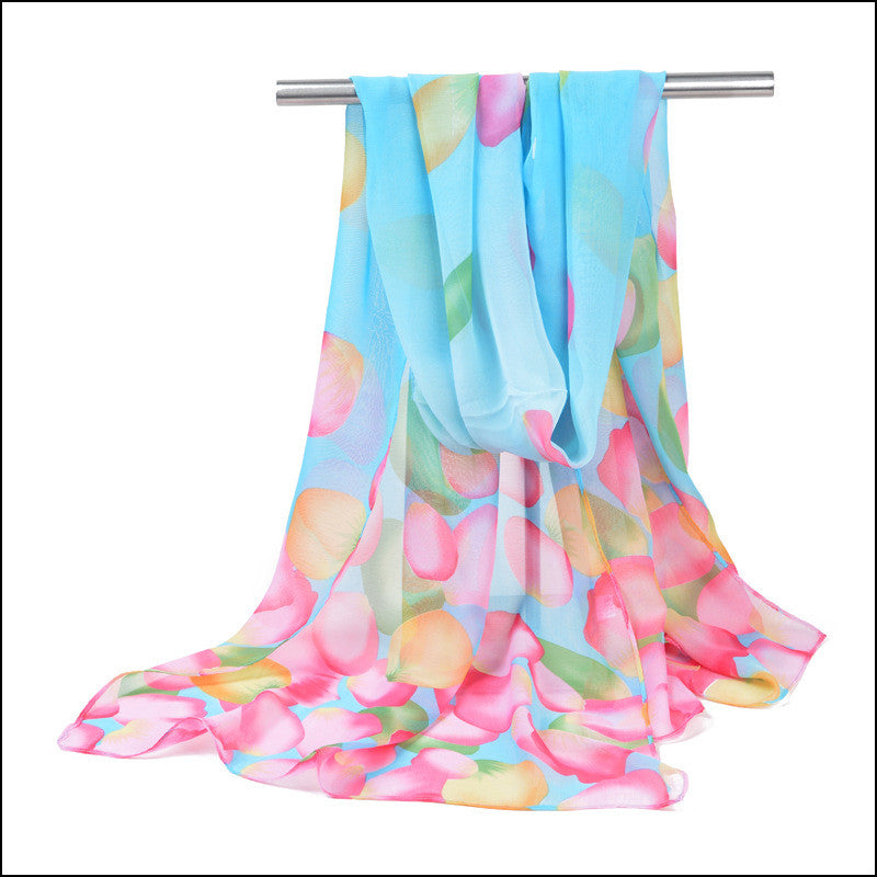 Chiffon Leaf Scarf - Light Blue