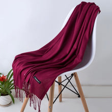Solid Silky Soft Cashmere Pashmina Wrap Scarves with Tassels in 17 Colors