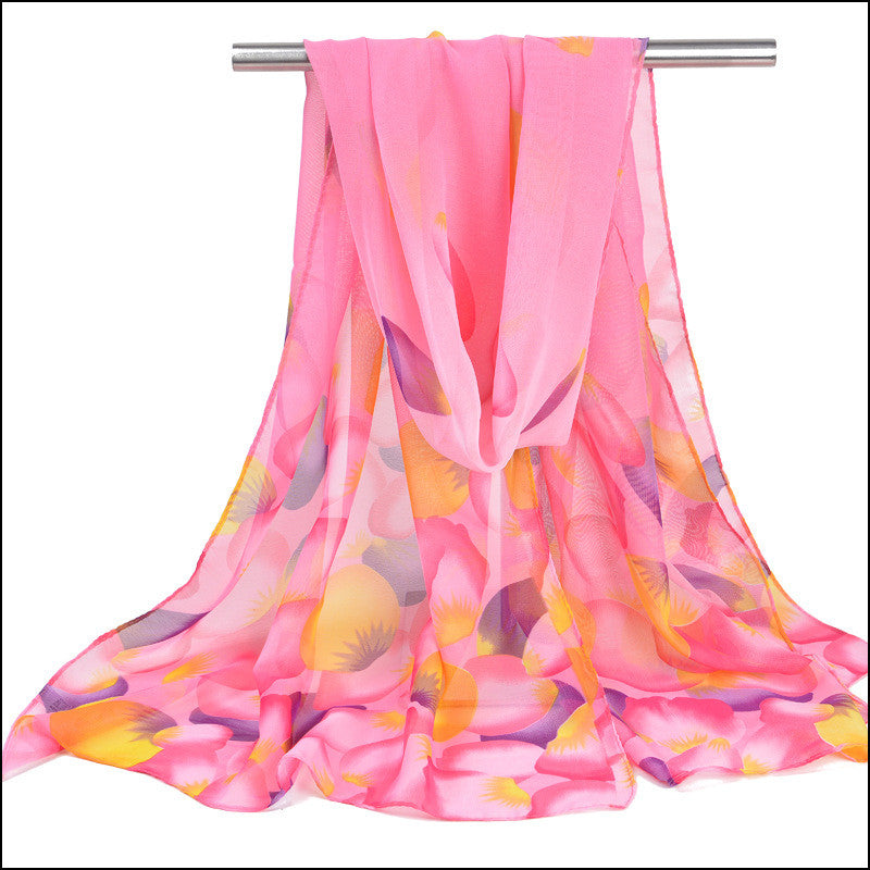 Chiffon Leaf Scarf - Pink