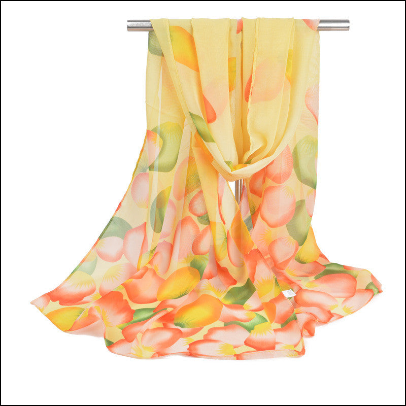 Chiffon Leaf Scarf - Yellow