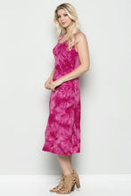 Tie Dye Stretchy Knit Tank Dress- Burgundy
