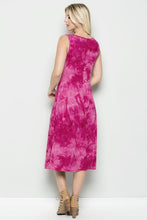 Tie Dye Stretchy Knit Tank Dress- Burgundy