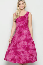 Tie Dye Stretchy Knit Tank Dress- Burgundy