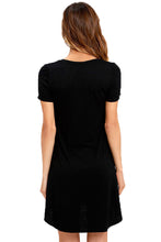 V-neck Pocket Shirt Dress - Black