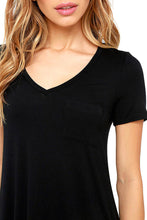 V-neck Pocket Shirt Dress - Black