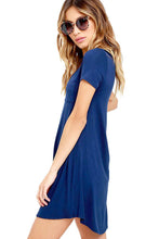 Royal Blue V-neck Pocket Shirt Dress
