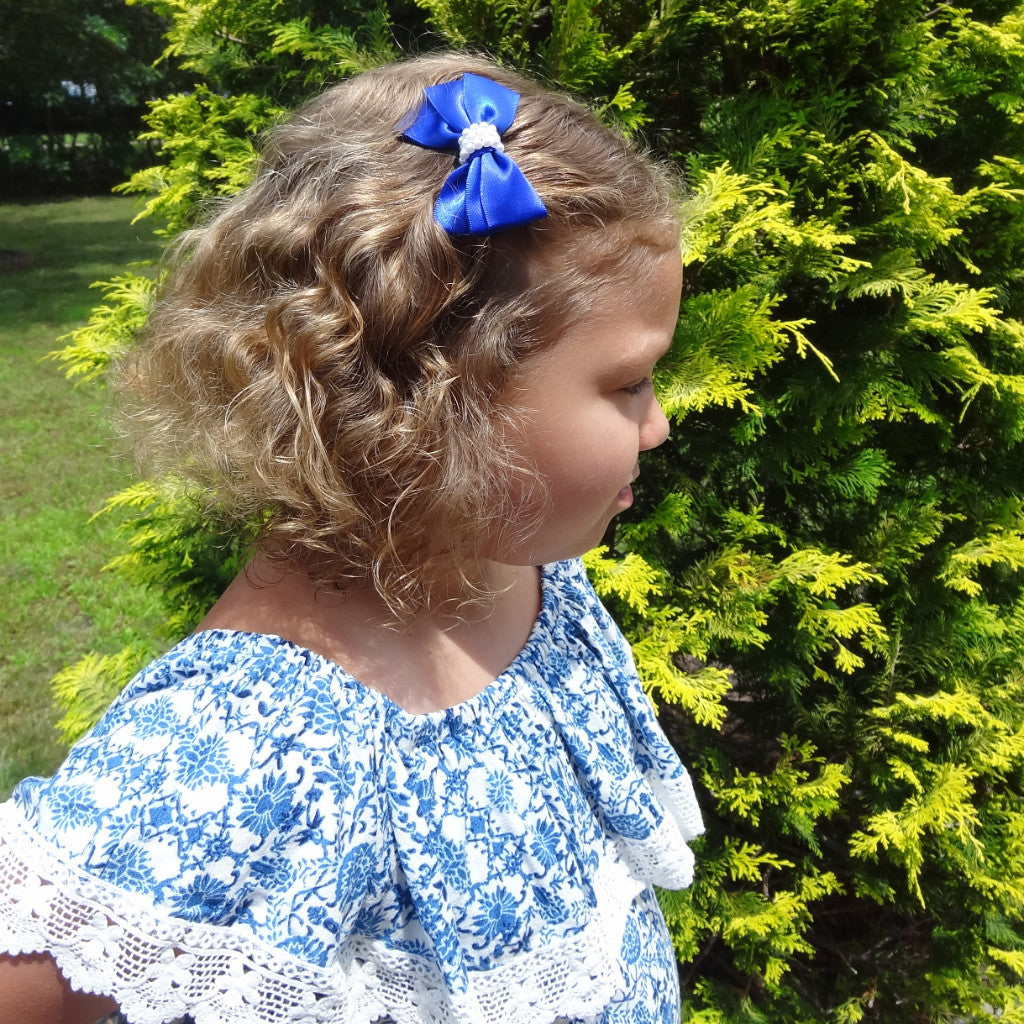 Blue Satin Hair Bow Clips, Christmas Valentine ... - UK - View #5
