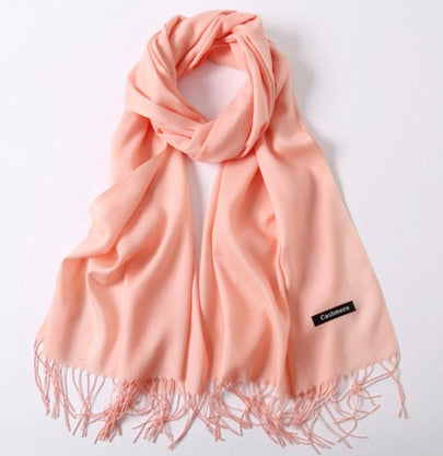 Solid Silky Soft Cashmere Pashmina Wrap Scarves with Tassels in 17 Colors