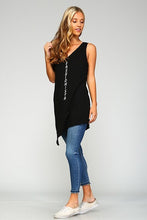 Black Grinding Tank Top With Letter Print