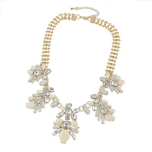 Ivory Crystal Gold Tone Flower Necklace