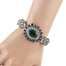 Green Rhinestone Flower Bracelet