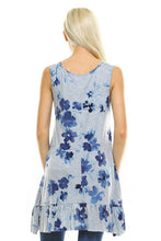 Gray Blue Floral Knit Ruffle Tunic Top