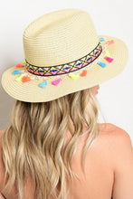Light Brown Multicolor Tassel Knitted Straw Beach Sun Hat