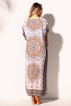 Khaki Bohemian Print Beach Kaftan Maxi Dress Cover-Up