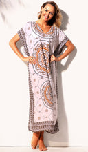 Khaki Bohemian Print Beach Kaftan Maxi Dress Cover-Up