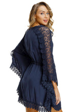 Navy Crochet Lace Kaftan Beach Cover Up