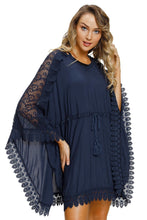 Navy Crochet Lace Kaftan Beach Cover Up
