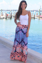 Peach Purple Printed Maxi Skirt