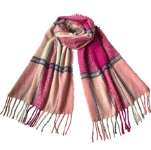 Acrylic Plaid Winter Scarves with Tassels in 5 Colors
