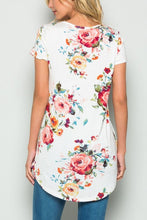 High Low Short Sleeve Ivory Floral Knit Top