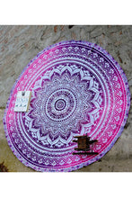Round Picnic Beach Throw Blanket Home Decor Tapestry - Purple