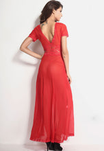Red, White or Black Mesh Lace V-Neck Long Lingerie Nightgown Sleepwear G-String Set