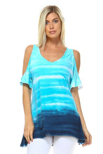 Aquamarine Tie Dye Cold Shoulder Tunic top