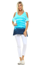Aquamarine Tie Dye Cold Shoulder Tunic top
