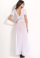 Red, White or Black Mesh Lace V-Neck Long Lingerie Nightgown Sleepwear G-String Set