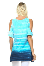 Aquamarine Tie Dye Cold Shoulder Tunic top