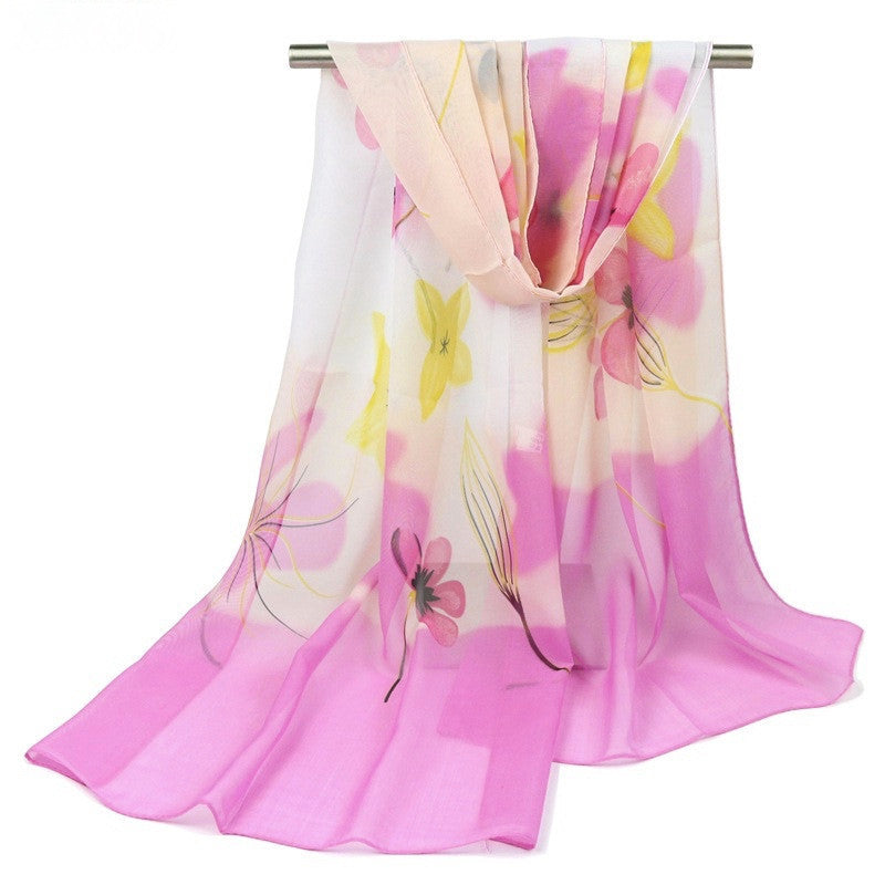 Chiffon Floral Scarf - Pink