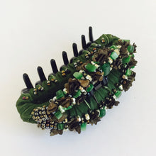 Large Hair Clip Claw - Dark Green Multi