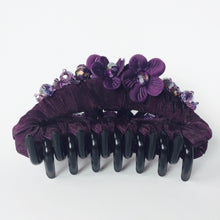 Purple Beaded Rhinestones Large Strong Flower Hair Clip Claw