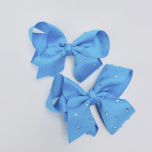 Girls Turquoise Rhinestone 4.5” Large Hair Bow Clip