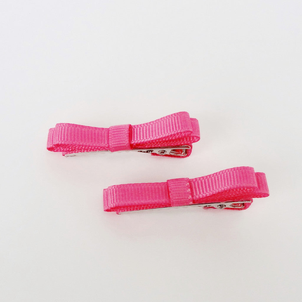 Girls Set of 2 Cross Grain Ribbon Hair Clips 1 3/4