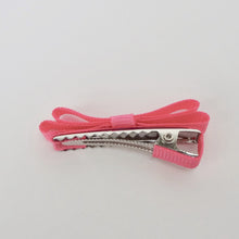 Girls Set of 2 Cross Grain Ribbon Hair Clips 1 3/4"Long- Watermelon Pink