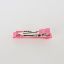 Girls Set of 2 Cross Grain Ribbon Hair Clips 1 3/4"Long- Watermelon Pink