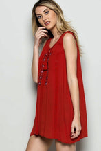 Rusty Red Embroidered Tassel Tunic Top with Crochet Lace Detail