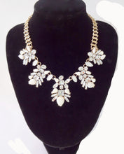 Ivory Crystal Gold Tone Flower Necklace