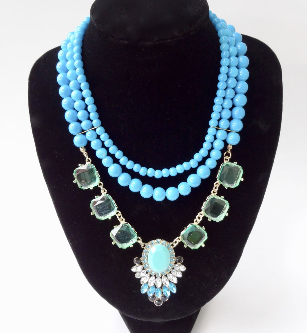 Turquoise Gemstone Beads Collar Statement Necklace