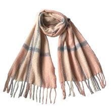 Acrylic Plaid Winter Scarves with Tassels in 5 Colors