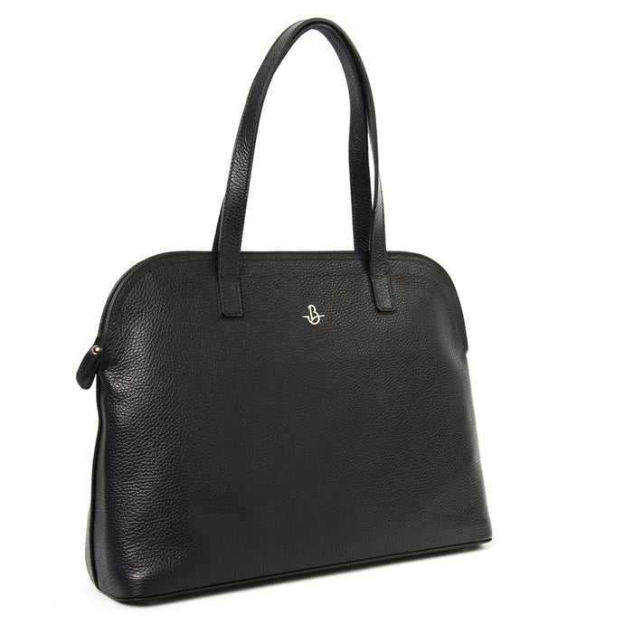 CARBOTTI Dollaro Italian Leather Shoulder Handbag Alice 2606- Black