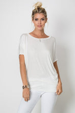 Off White Boat Neck Fitted Waist Dolman Sleeve Top