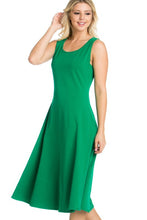A-Line Stretchy Super Soft Casual Tank Dress - Green