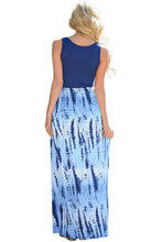 Blue Tie Dye Print Sleeveless Maxi Dress