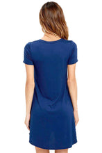 Royal Blue V-neck Pocket Shirt Dress
