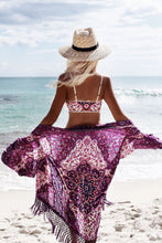 Floral Chiffon Beach Cover Up - Purple