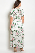 Off White Floral Print Belted Surplice Maxi Dress- Plus Size