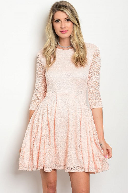 3 quarter sleeve skater dress Everly Skater Dress Size Small Navy Blue 3/4 Sleeve Style DR4093 Cut 3573 V Back