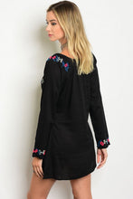 Black Embroidered Tunic Dress